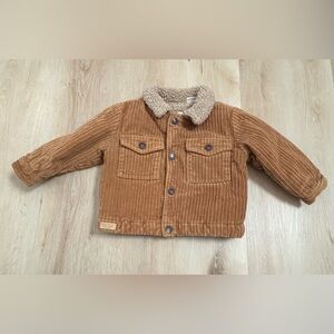 Zara Brown Corduroy Kids Jacket with Sherpa Collar